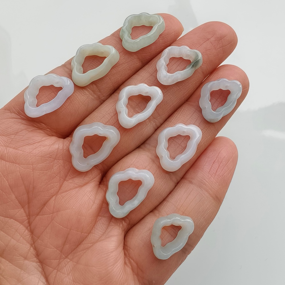 5pcs Natural Certificated Type A 10-12X14-16X3mm Green White Burmese Jadeite Cloud Pendant,Cloud Beads,DIY Jewelry Supplies