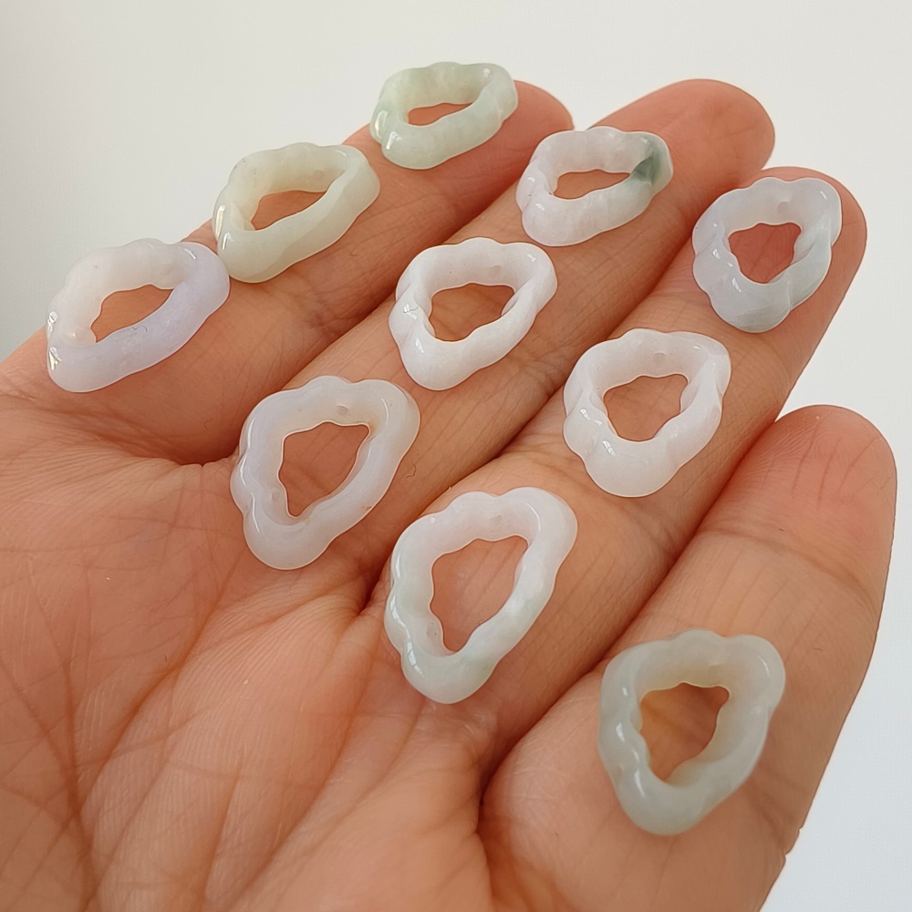 5pcs Natural Certificated Type A 10-12X14-16X3mm Green White Burmese Jadeite Cloud Pendant,Cloud Beads,DIY Jewelry Supplies