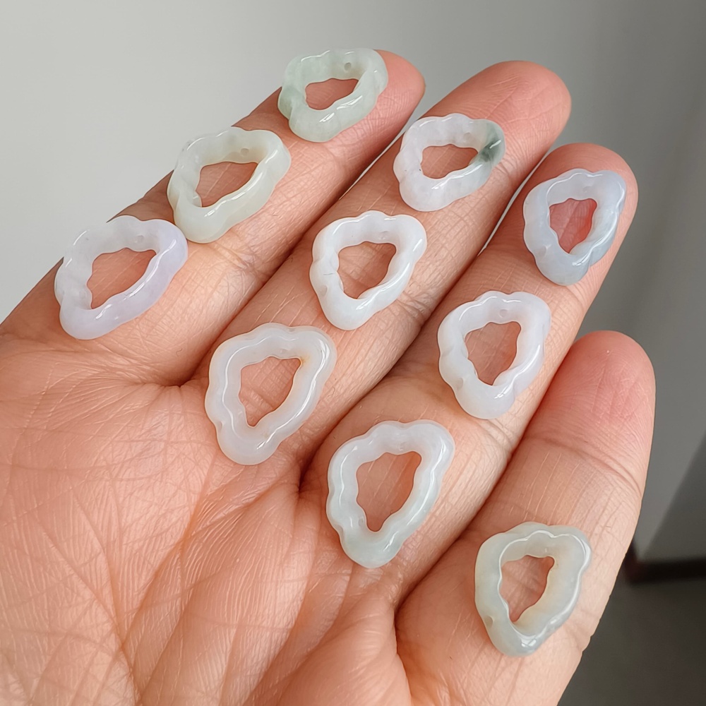 5pcs Natural Certificated Type A 10-12X14-16X3mm Green White Burmese Jadeite Cloud Pendant,Cloud Beads,DIY Jewelry Supplies