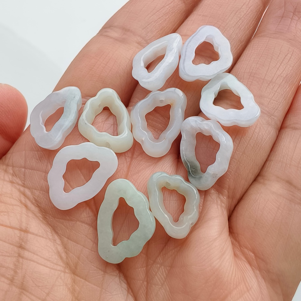 5pcs Natural Certificated Type A 10-12X14-16X3mm Green White Burmese Jadeite Cloud Pendant,Cloud Beads,DIY Jewelry Supplies