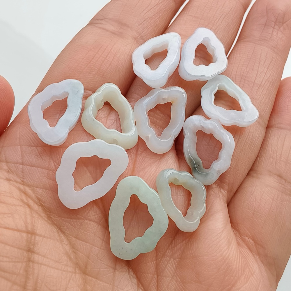 5pcs Natural Certificated Type A 10-12X14-16X3mm Green White Burmese Jadeite Cloud Pendant,Cloud Beads,DIY Jewelry Supplies