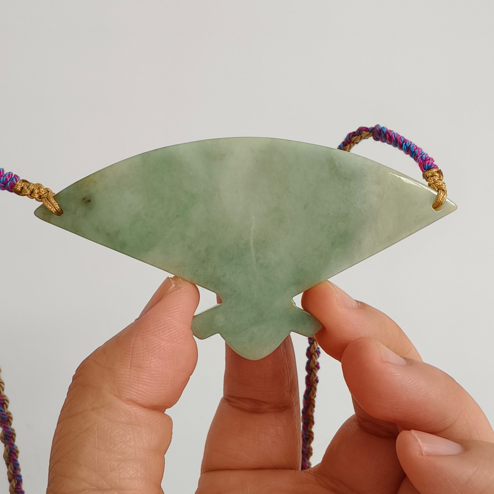 DDP | Unique Certificated Natural Hand Carved Yellow Color Heated 46X88X5mm Burmese Jadeite Fan Pendant With Flowers Carved,DIY Jewelry Supplies