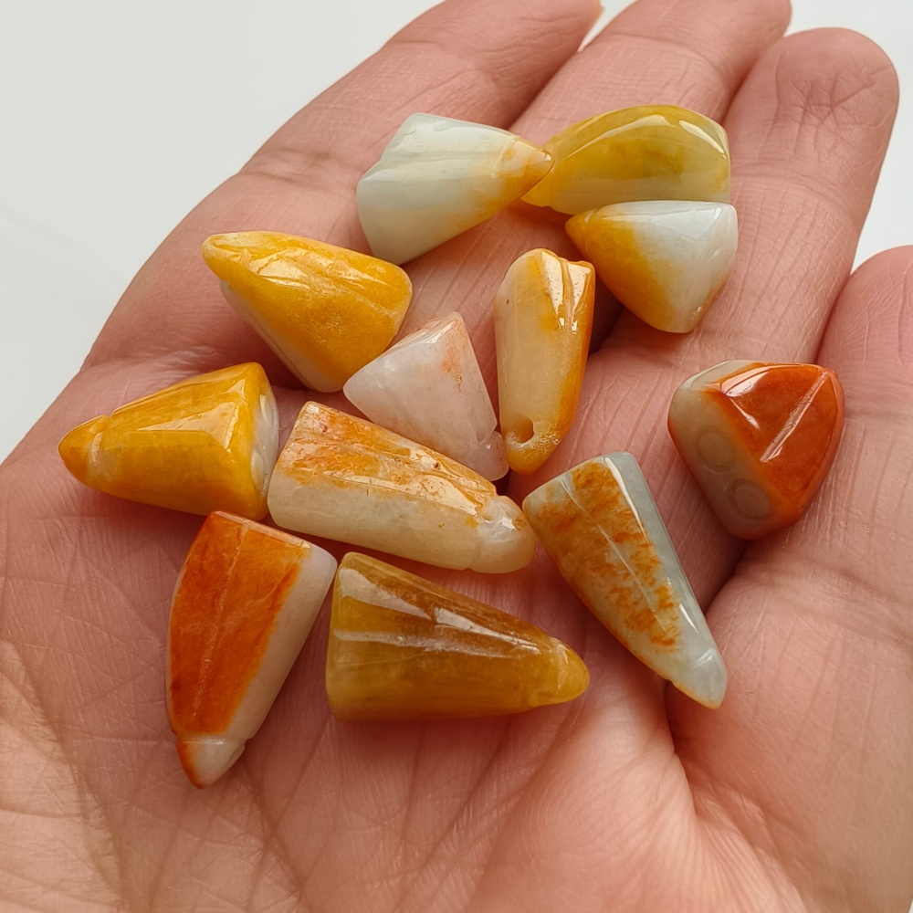 12pcs Natural Yellow Color Heated 11-17X6-12X6-7mm Burmese Jadeite Lotus Pod Pendant,Yellow Jadeite  Lotus Pod Charms,DIY Jewelry Supplies