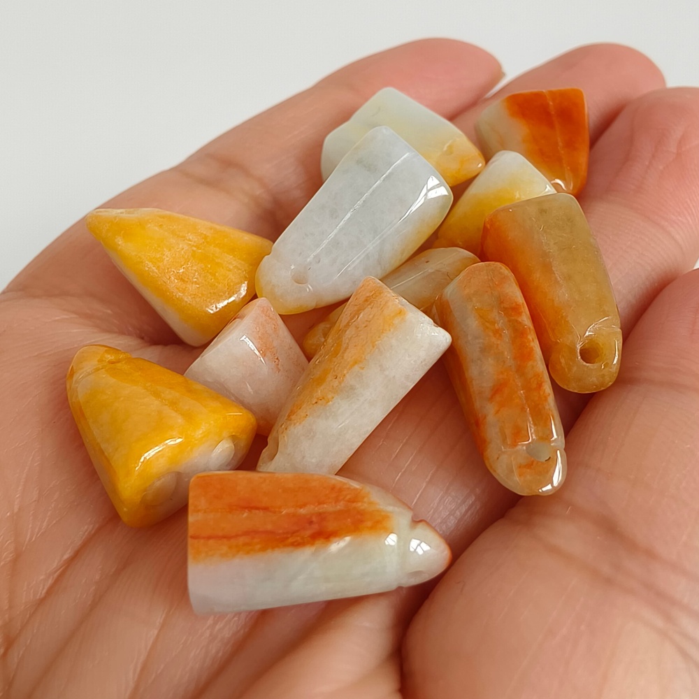 12pcs Natural Yellow Color Heated 11-17X6-12X6-7mm Burmese Jadeite Lotus Pod Pendant,Yellow Jadeite  Lotus Pod Charms,DIY Jewelry Supplies