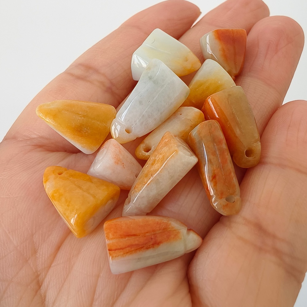 12pcs Natural Yellow Color Heated 11-17X6-12X6-7mm Burmese Jadeite Lotus Pod Pendant,Yellow Jadeite  Lotus Pod Charms,DIY Jewelry Supplies