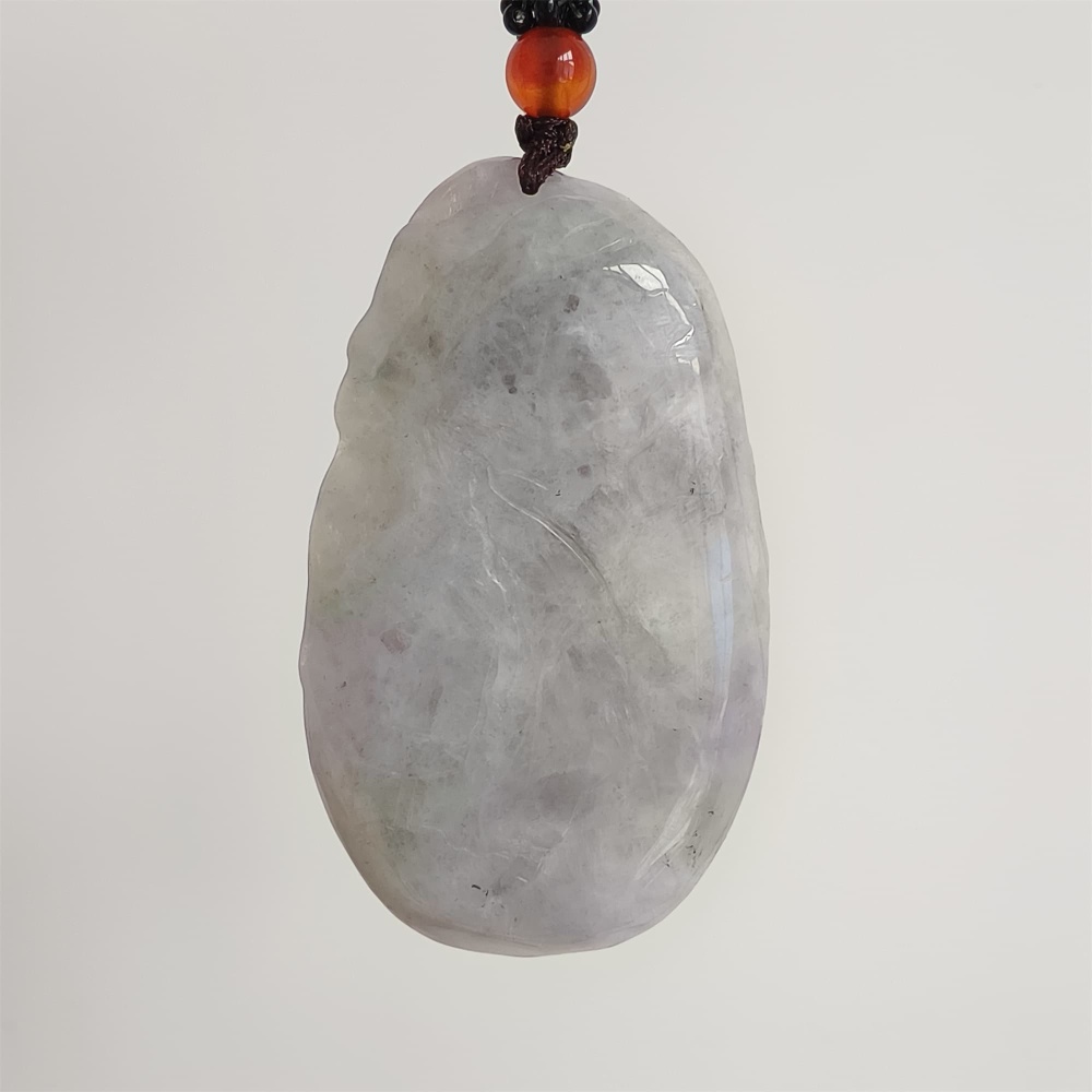 DDP | Natural Type A Certificated 56X33mm Watery Lavender Gray Burmese Jadeite Dragon Pendant,DIY Jewelry Supplies