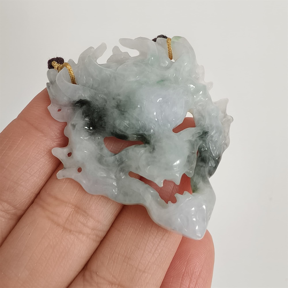 DDP | Unique Certificated Natural Type A Untreated 51X43X9mm Watery Green White Burmese Jadeite Zhongkui Pendant,Amulet Pendant,DIY Jewelry Supplies