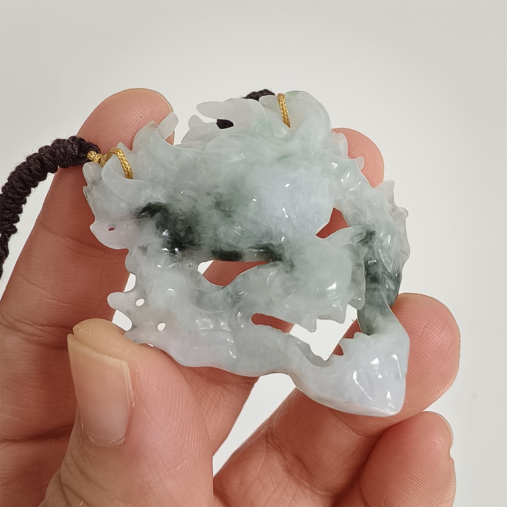 DDP | Unique Certificated Natural Type A Untreated 51X43X9mm Watery Green White Burmese Jadeite Zhongkui Pendant,Amulet Pendant,DIY Jewelry Supplies