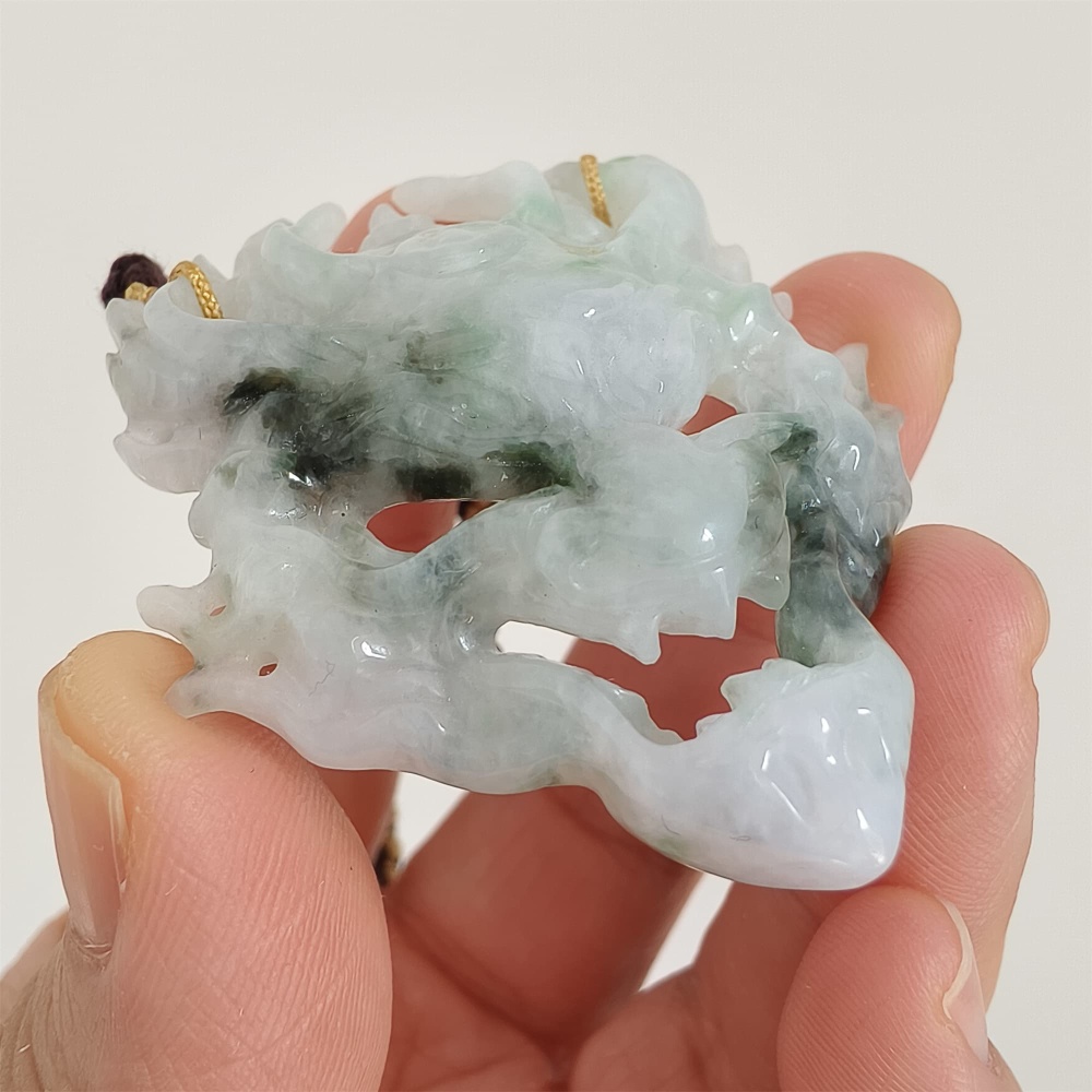 DDP | Unique Certificated Natural Type A Untreated 51X43X9mm Watery Green White Burmese Jadeite Zhongkui Pendant,Amulet Pendant,DIY Jewelry Supplies