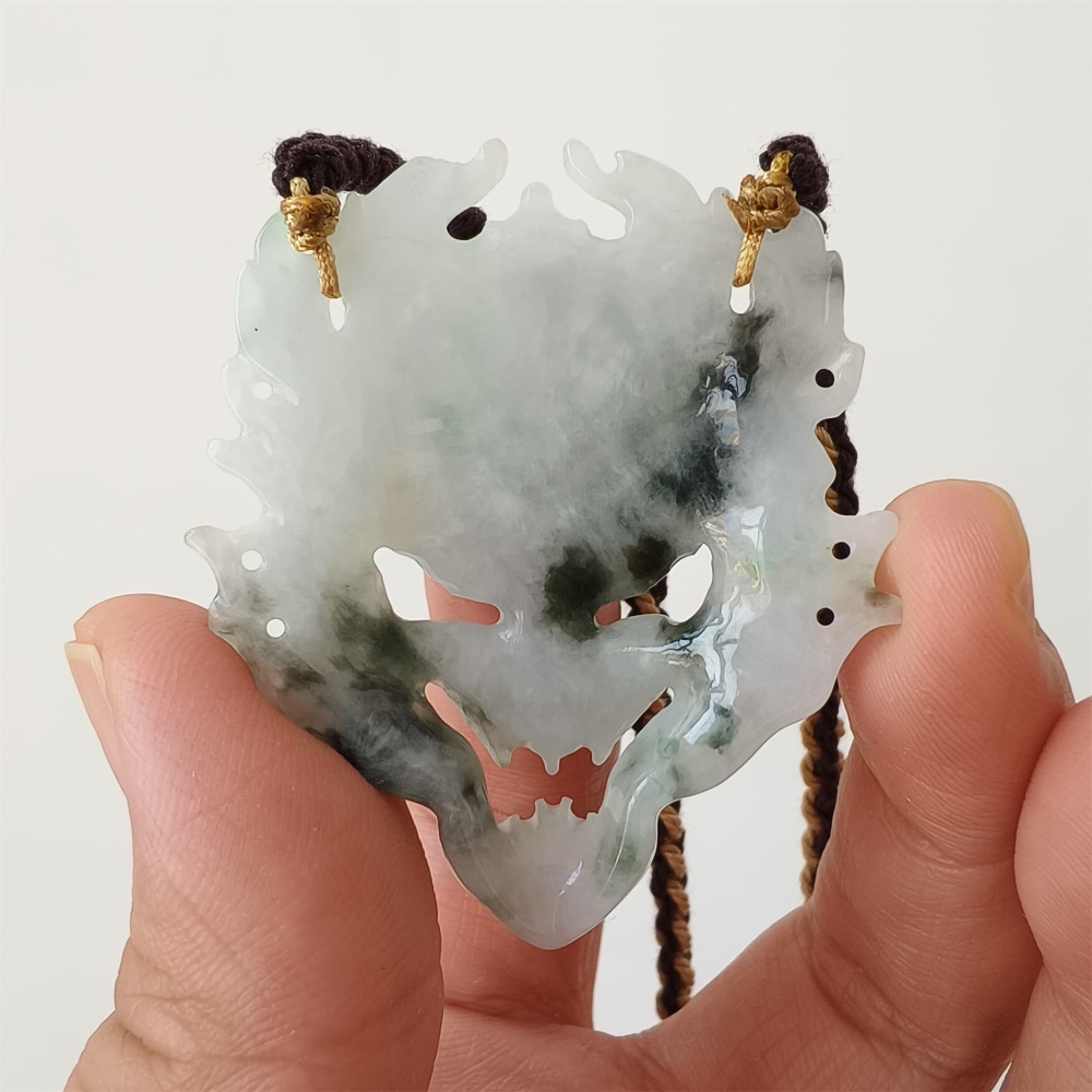DDP | Unique Certificated Natural Type A Untreated 51X43X9mm Watery Green White Burmese Jadeite Zhongkui Pendant,Amulet Pendant,DIY Jewelry Supplies