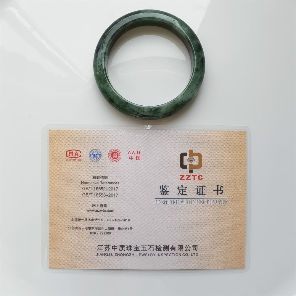 DDP | Natural Type A Certificated 54mm Burmese Jadeite Round Band Bangle,Moss In Snow Jadeite Bangles,DIY Jewelry Supplies