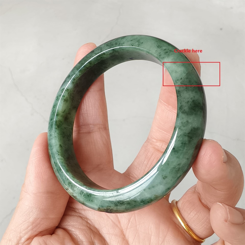 DDP | Natural Type A Certificated 54mm Burmese Jadeite Round Band Bangle,Moss In Snow Jadeite Bangles,DIY Jewelry Supplies