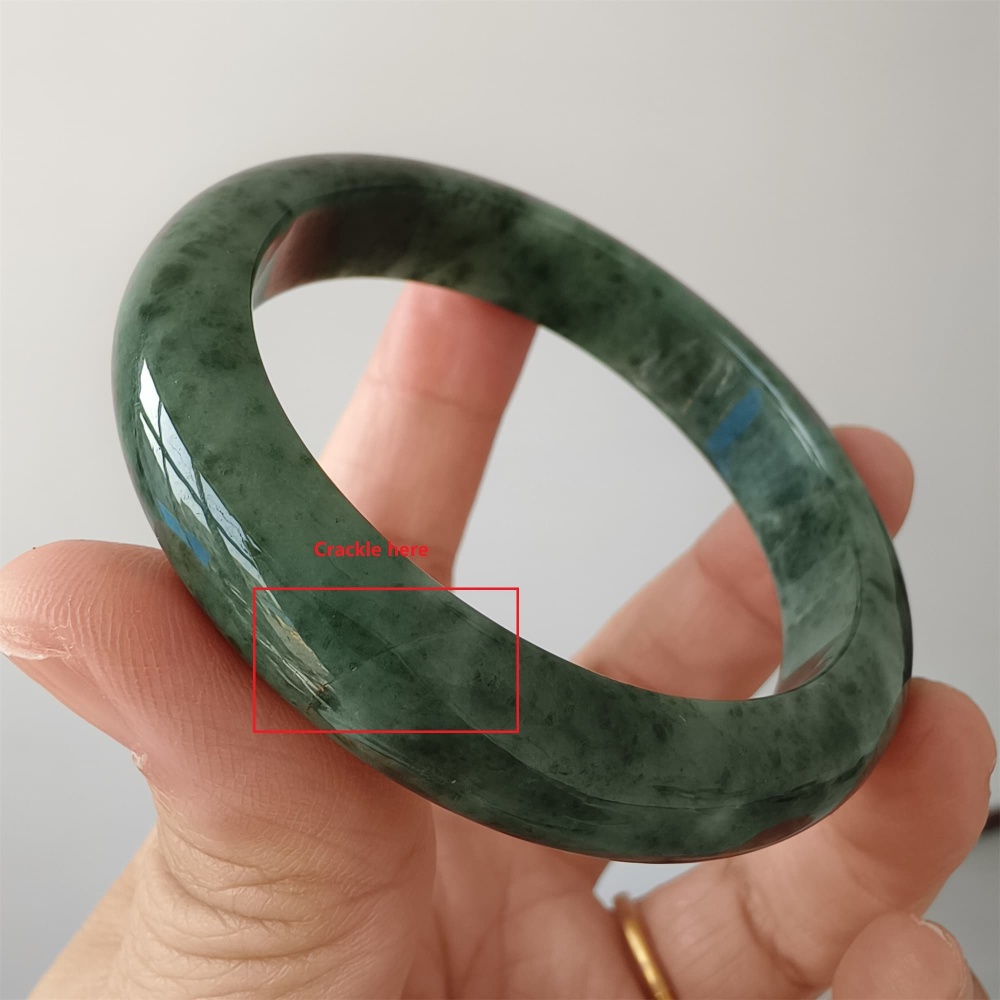 DDP | Natural Type A Certificated 54mm Burmese Jadeite Round Band Bangle,Moss In Snow Jadeite Bangles,DIY Jewelry Supplies