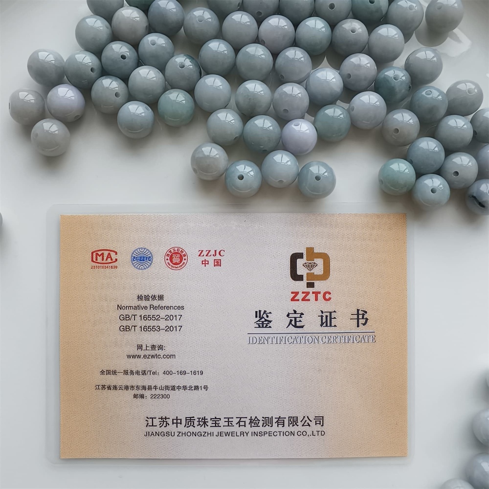 DDP | 15pcs 13mm Natural Certificated Type A Light Green Jadeite Smooth Round Beads,Burma Jadeite Loose Ball Beads,DIY Jewelry Supplies