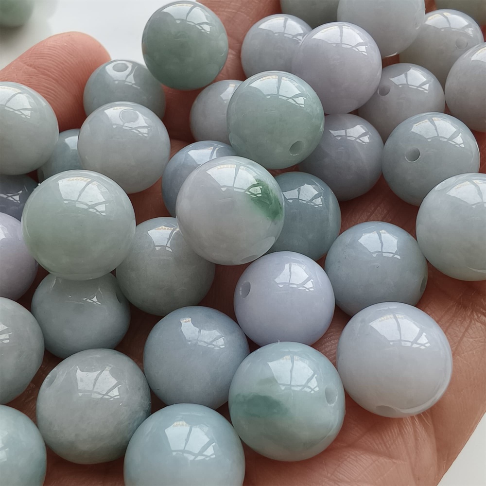 DDP | 15pcs 13mm Natural Certificated Type A Light Green Jadeite Smooth Round Beads,Burma Jadeite Loose Ball Beads,DIY Jewelry Supplies