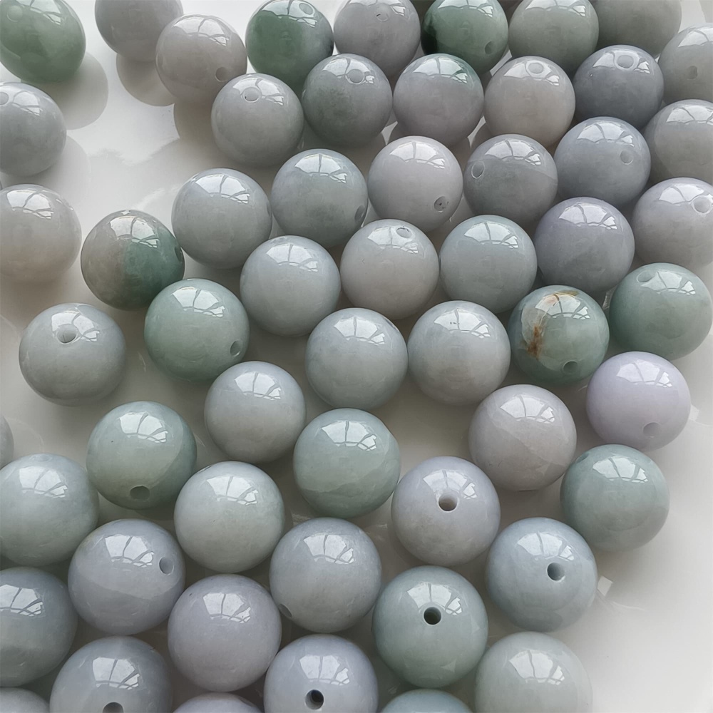 DDP | 15pcs 13mm Natural Certificated Type A Light Green Jadeite Smooth Round Beads,Burma Jadeite Loose Ball Beads,DIY Jewelry Supplies