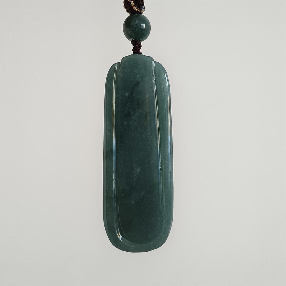 DDP | Natural Type A 56.5X20X7.5mm Untreated Icy Waxy Blue Watery Guatemalan Jadeite Rectangle Pendant With Bamboo Carved,DIY Jewelry Supplies