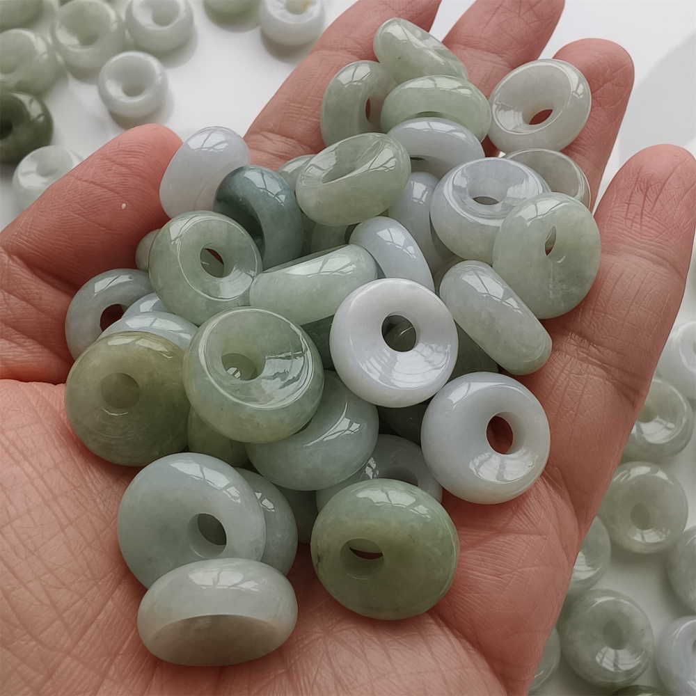 DDP | 5pcs Natural Certificated Yellow Color Heated 15-16X6mm Burmese Jadeite Safety Buckle Pendant With Eccentric Hole,Donuts And Rings,DIY Jewelry Supplies