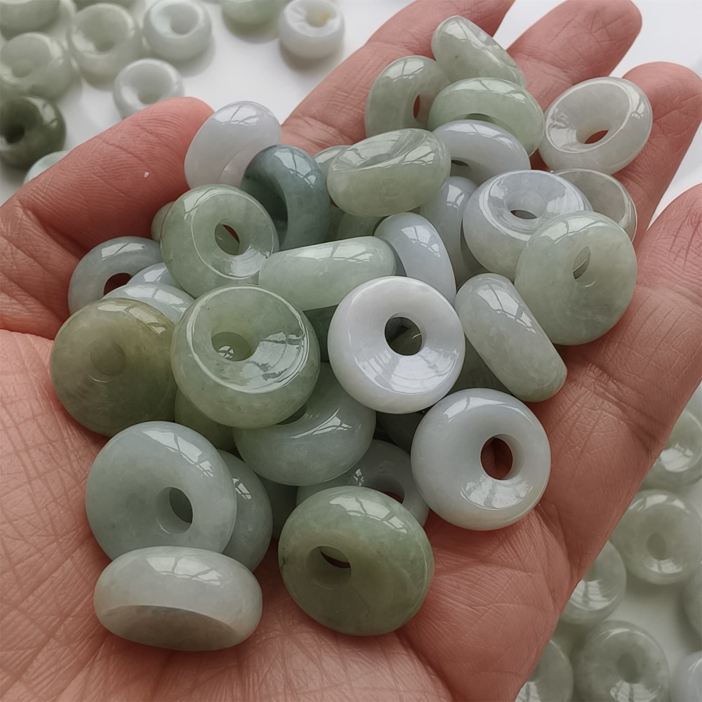 DDP | 5pcs Natural Certificated Yellow Color Heated 15-16X6mm Burmese Jadeite Safety Buckle Pendant With Eccentric Hole,Donuts And Rings,DIY Jewelry Supplies
