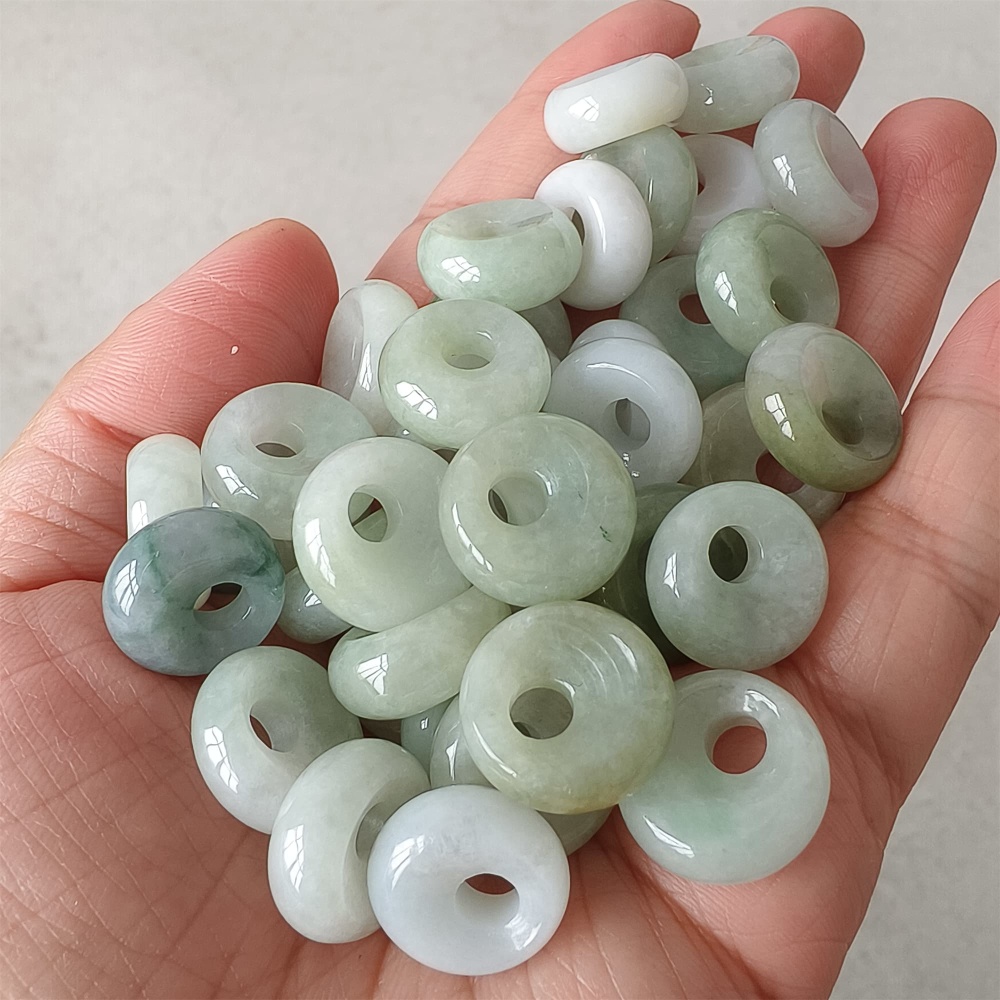 DDP | 5pcs Natural Certificated Yellow Color Heated 15-16X6mm Burmese Jadeite Safety Buckle Pendant With Eccentric Hole,Donuts And Rings,DIY Jewelry Supplies