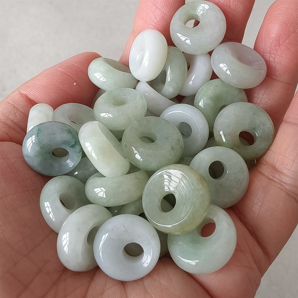 DDP | 5pcs Natural Certificated Yellow Color Heated 15-16X6mm Burmese Jadeite Safety Buckle Pendant With Eccentric Hole,Donuts And Rings,DIY Jewelry Supplies