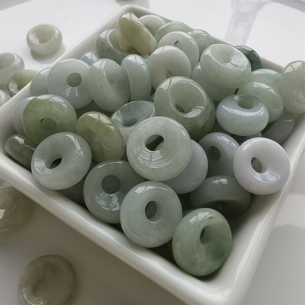 DDP | 5pcs Natural Certificated Yellow Color Heated 15-16X6mm Burmese Jadeite Safety Buckle Pendant With Eccentric Hole,Donuts And Rings,DIY Jewelry Supplies