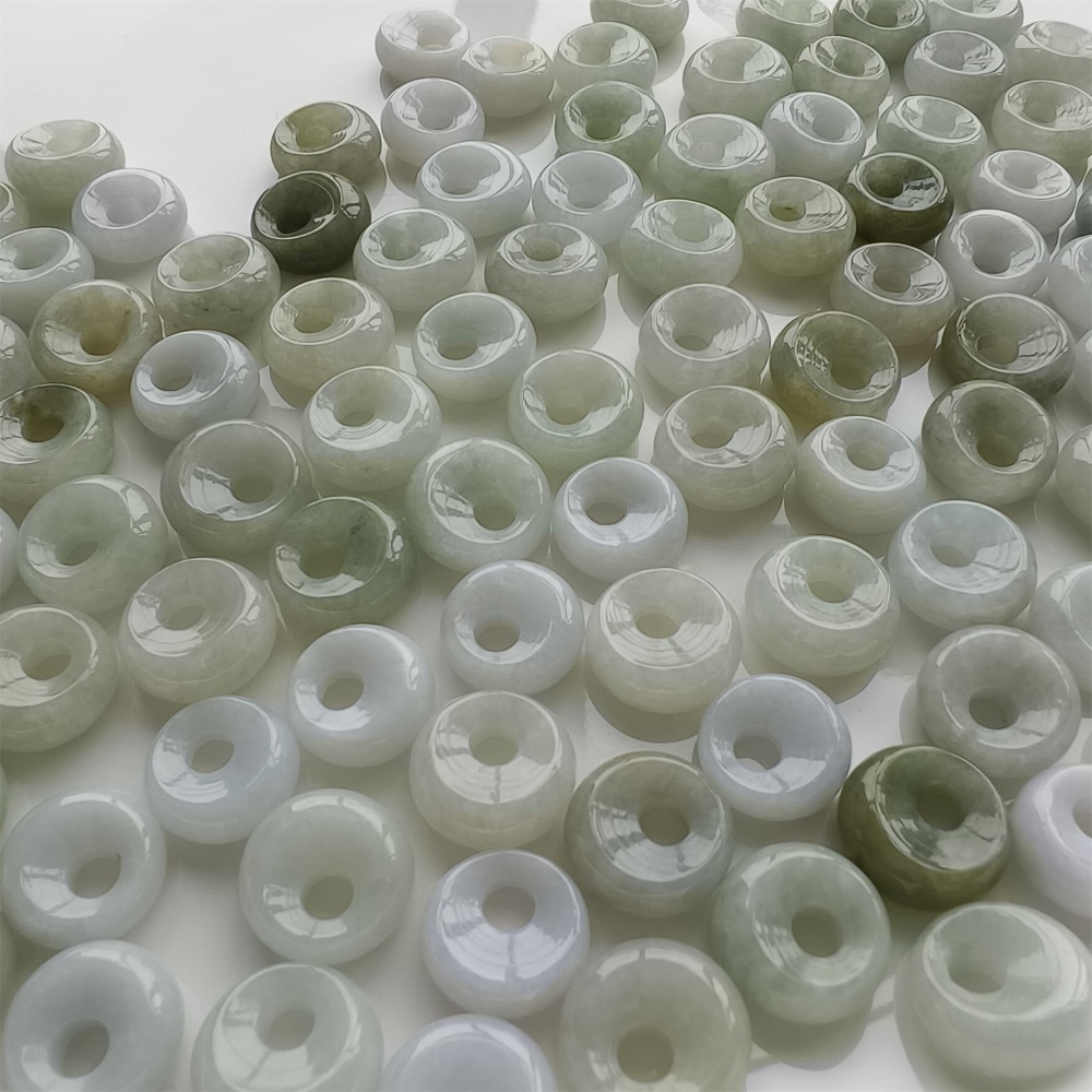 DDP | 5pcs Natural Certificated Yellow Color Heated 15-16X6mm Burmese Jadeite Safety Buckle Pendant With Eccentric Hole,Donuts And Rings,DIY Jewelry Supplies
