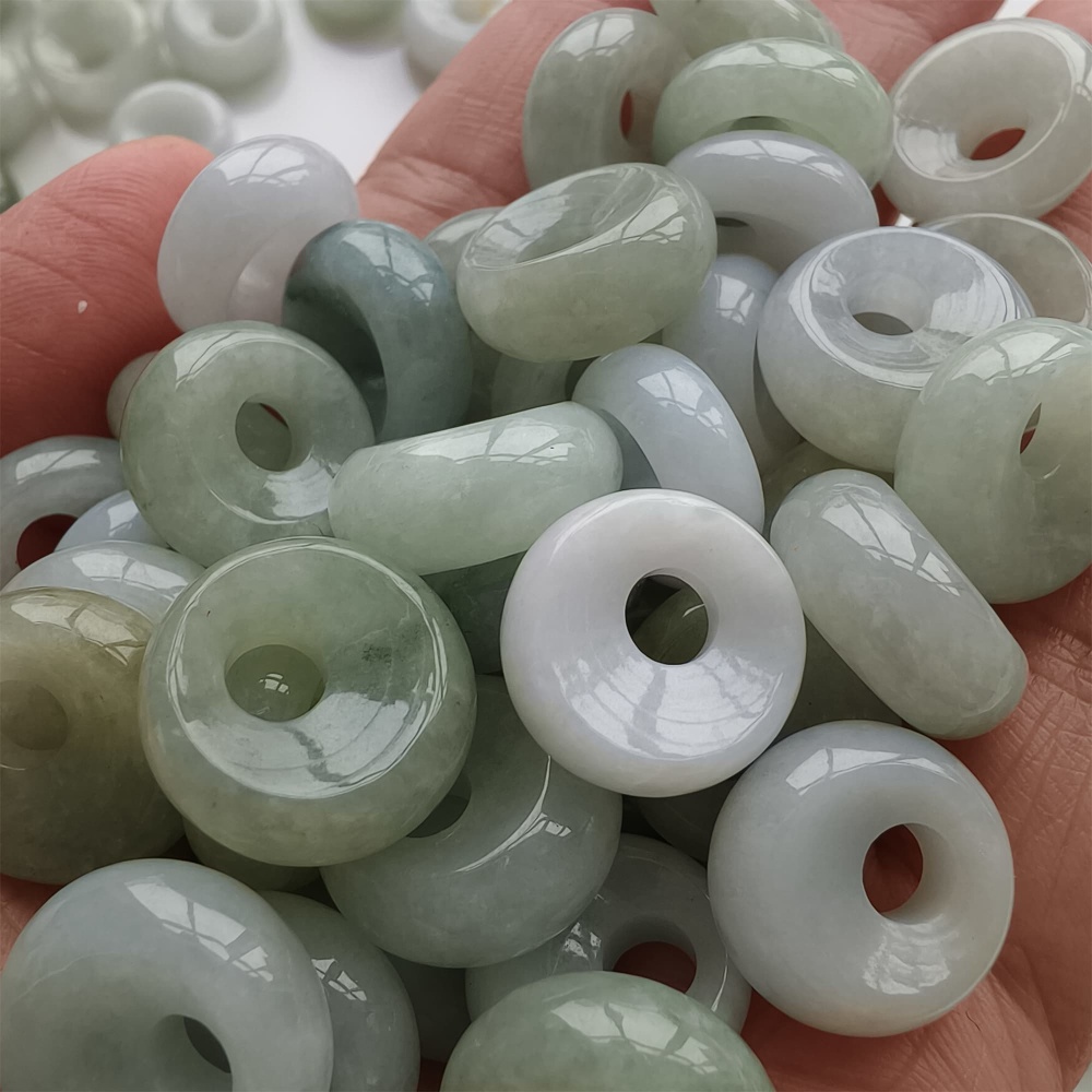 DDP | 5pcs Natural Certificated Yellow Color Heated 15-16X6mm Burmese Jadeite Safety Buckle Pendant With Eccentric Hole,Donuts And Rings,DIY Jewelry Supplies