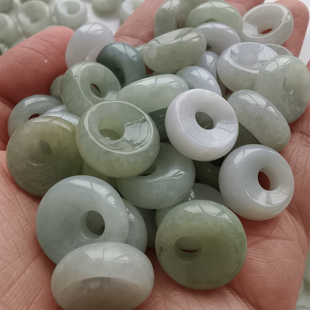 DDP | 5pcs Natural Certificated Yellow Color Heated 15-16X6mm Burmese Jadeite Safety Buckle Pendant With Eccentric Hole,Donuts And Rings,DIY Jewelry Supplies