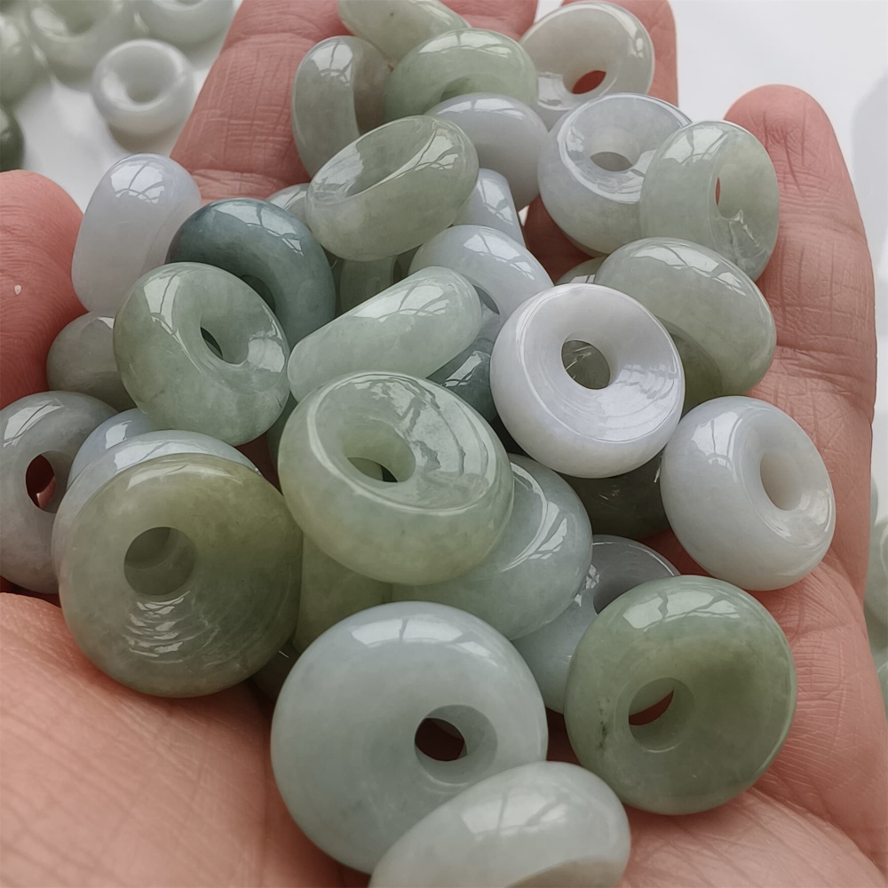 DDP | 5pcs Natural Certificated Yellow Color Heated 15-16X6mm Burmese Jadeite Safety Buckle Pendant With Eccentric Hole,Donuts And Rings,DIY Jewelry Supplies