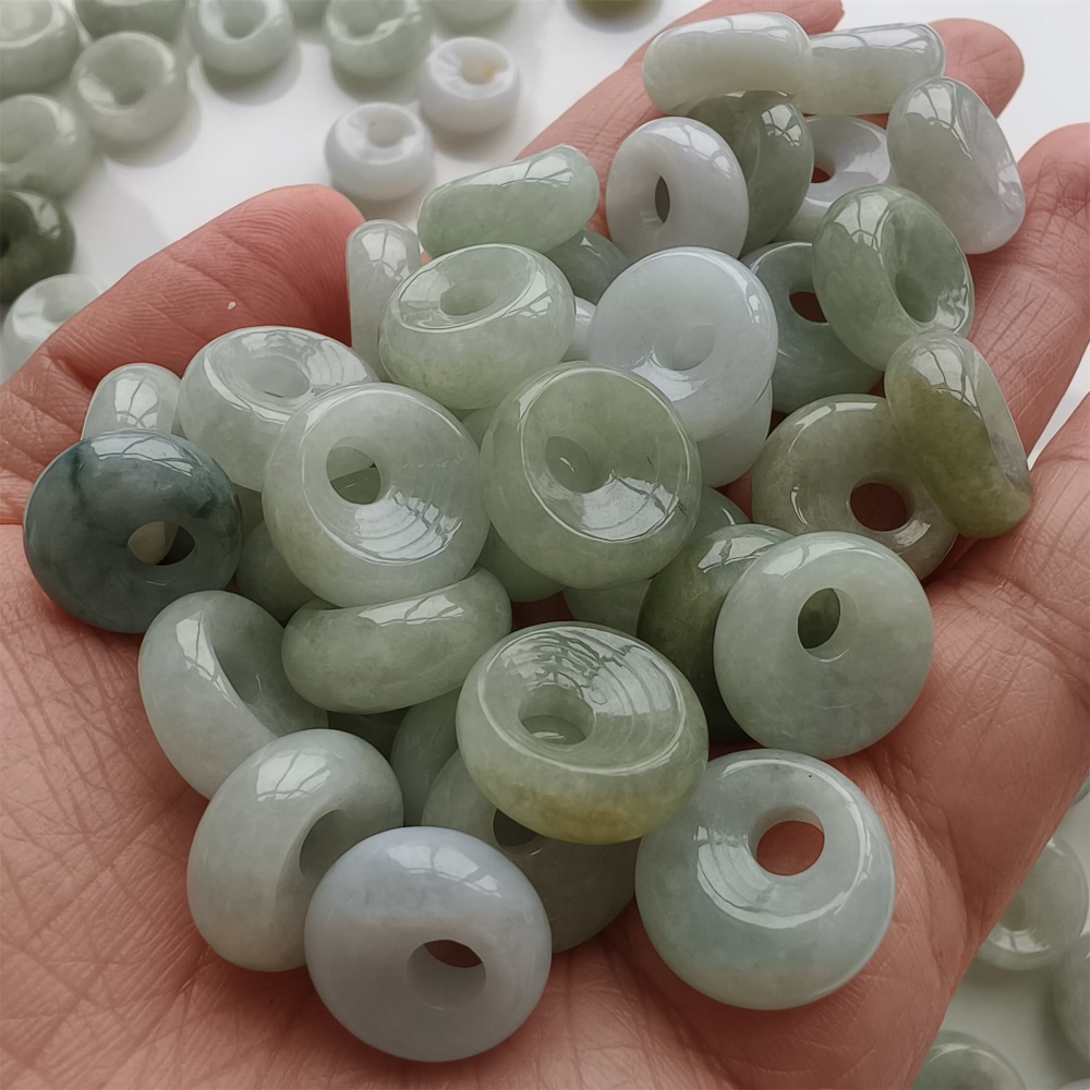 DDP | 5pcs Natural Certificated Yellow Color Heated 15-16X6mm Burmese Jadeite Safety Buckle Pendant With Eccentric Hole,Donuts And Rings,DIY Jewelry Supplies