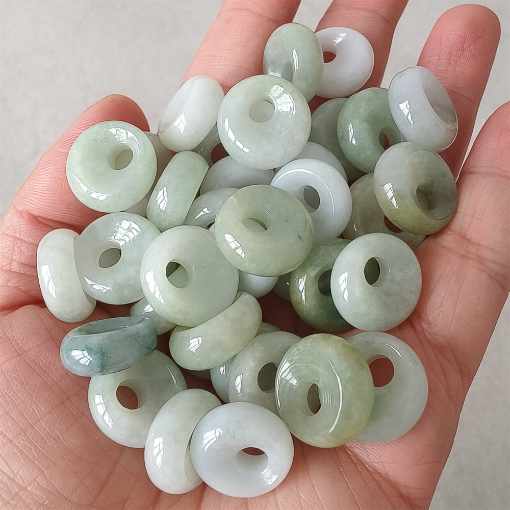 DDP | 5pcs Natural Certificated Yellow Color Heated 15-16X6mm Burmese Jadeite Safety Buckle Pendant With Eccentric Hole,Donuts And Rings,DIY Jewelry Supplies
