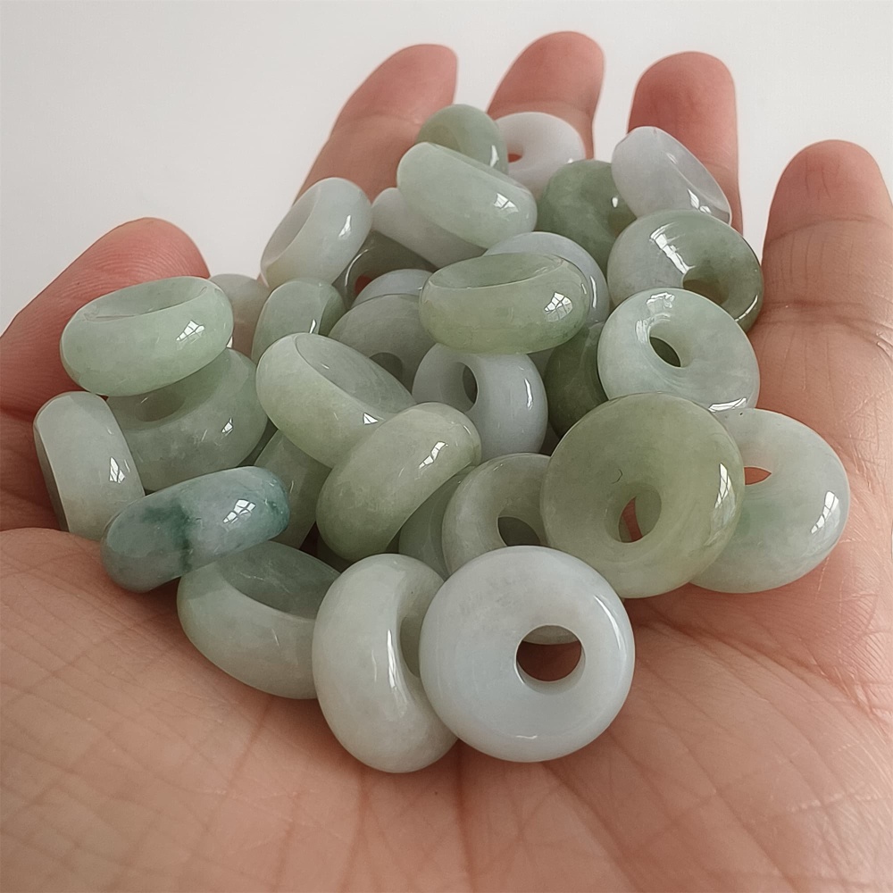 DDP | 5pcs Natural Certificated Yellow Color Heated 15-16X6mm Burmese Jadeite Safety Buckle Pendant With Eccentric Hole,Donuts And Rings,DIY Jewelry Supplies