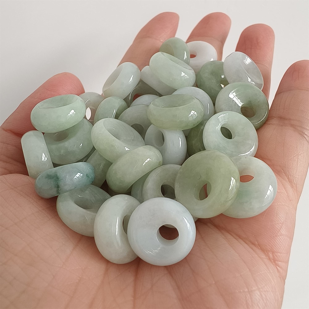 DDP | 5pcs Natural Certificated Yellow Color Heated 15-16X6mm Burmese Jadeite Safety Buckle Pendant With Eccentric Hole,Donuts And Rings,DIY Jewelry Supplies