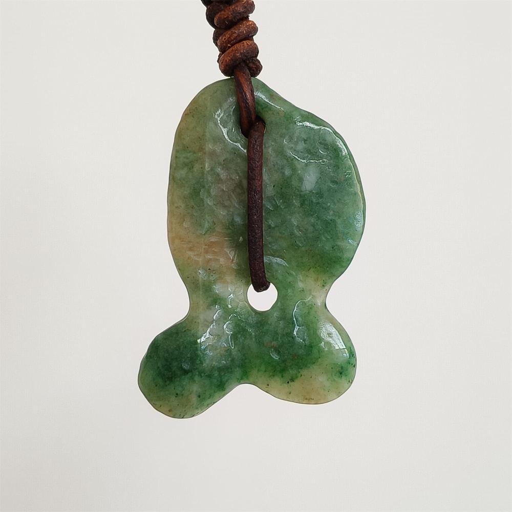 DDP | Natural Certificated 48.5X31X6.5mm Green Yellow Chinese Local Jade Fish Pendant,DIY Jewelry Supplies