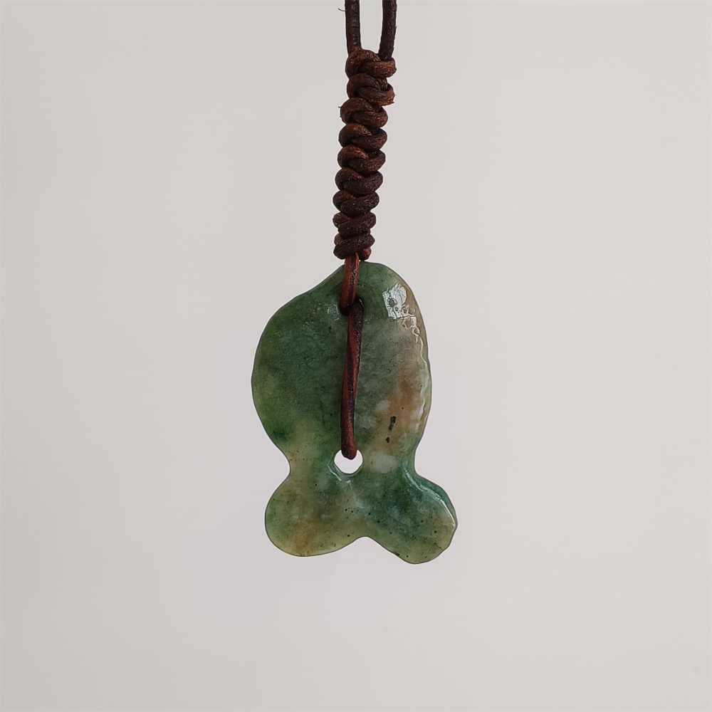 DDP | Natural Certificated 48.5X31X6.5mm Green Yellow Chinese Local Jade Fish Pendant,DIY Jewelry Supplies