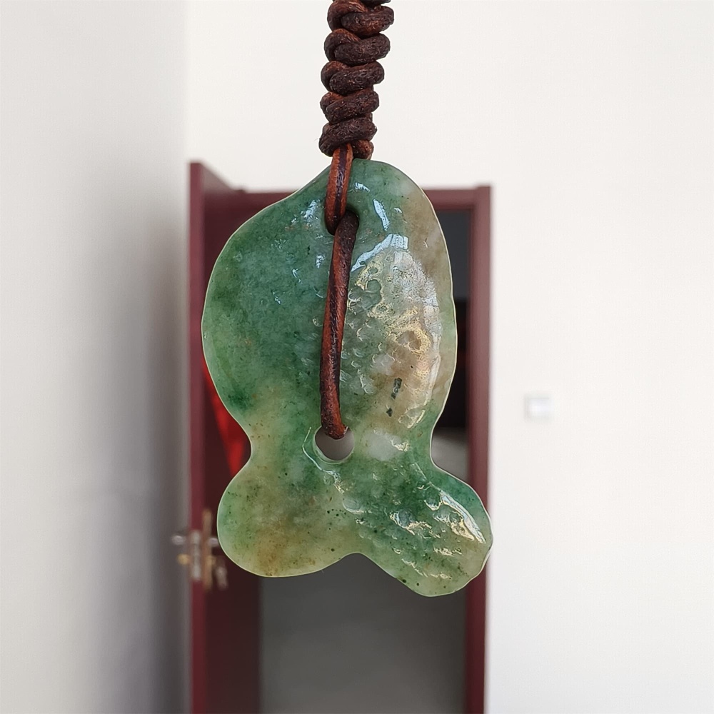 DDP | Natural Certificated 48.5X31X6.5mm Green Yellow Chinese Local Jade Fish Pendant,DIY Jewelry Supplies