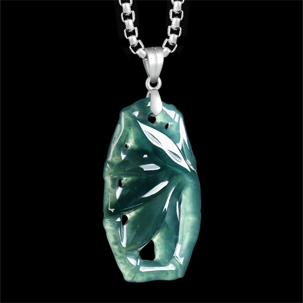 DDP | Natural Certificated Type A 37X16.5X5mm Untreated Icy Waxy Blue Watery Guatemalan Jadeite Filigree Bamboo Pendant ,Amulet Pendant,DIY Jewelry Supplies