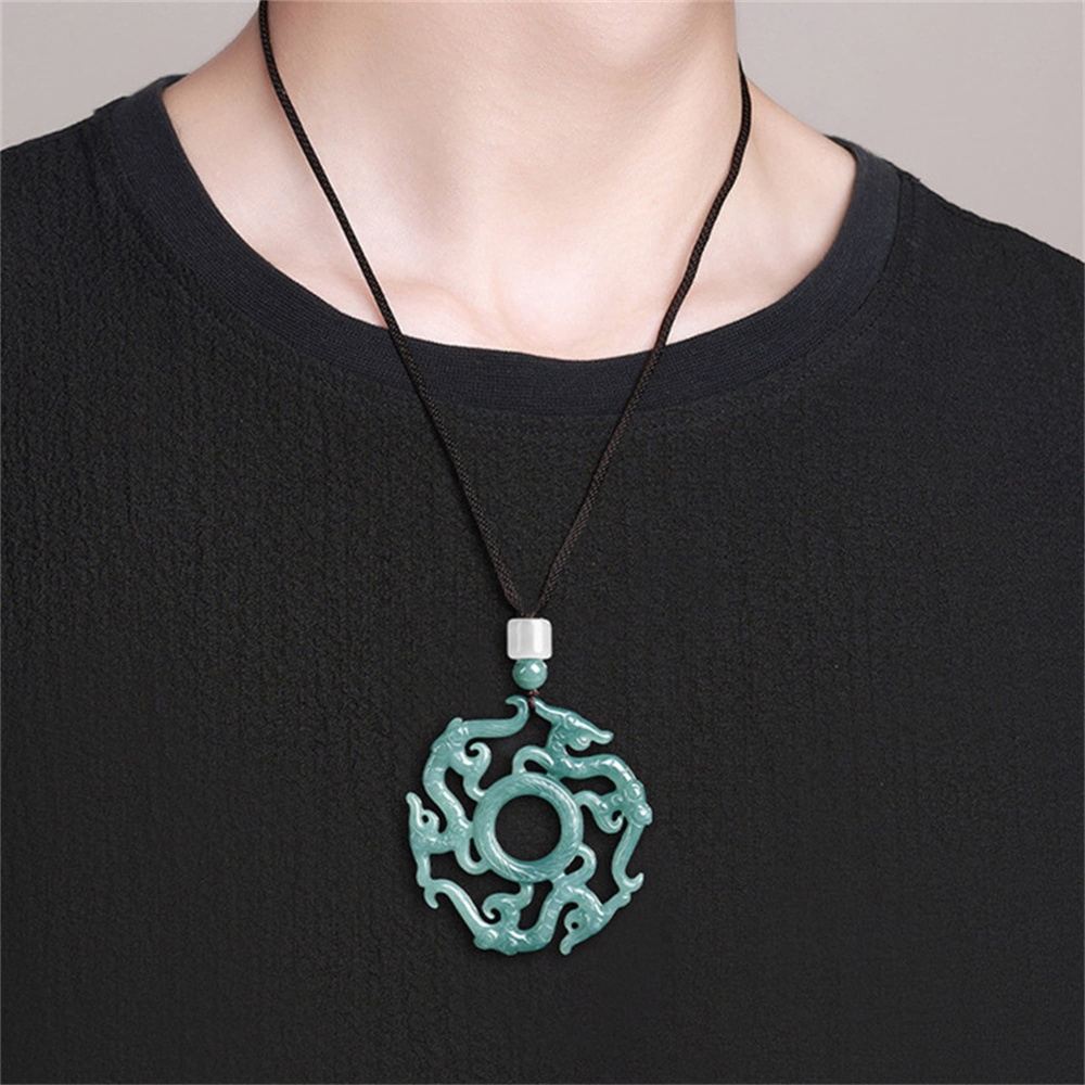 DDP | Natural Certificated Type A 51X48X4.5mm Untreated Icy Waxy Blue Watery Guatemalan Jadeite Filigree Dragon Design Pendant ,Amulet Pendant,DIY Jewelry Supplies