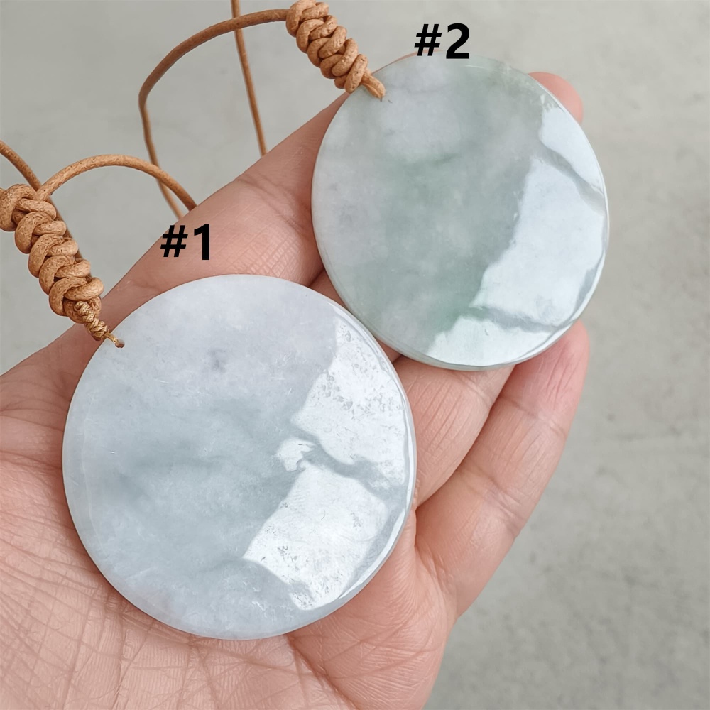 DDP | Natural Certificated Type A 48-50mm Icy Light Green White Burmese Jadeite Round Pendant With Horse Carved,DIY Jewelry Supplies