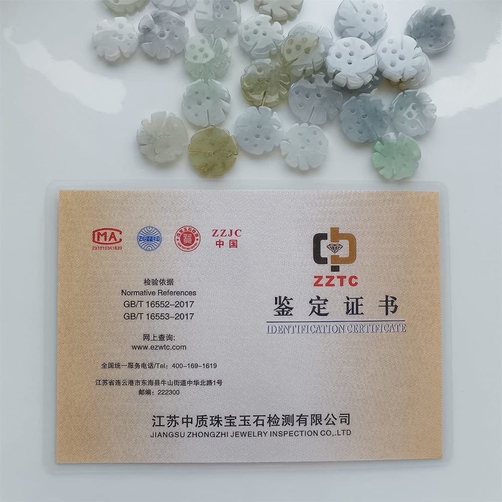 DDP | 5pcs Natural Certificated Type A 16.5-17.8X2.5-3mm Green White Watery Burmese Jadeite 福Beads,DIY Jewelry Supplies