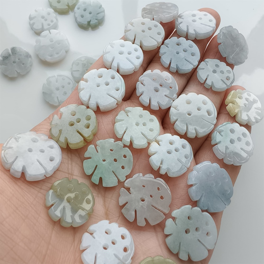 DDP | 5pcs Natural Certificated Type A 16.5-17.8X2.5-3mm Green White Watery Burmese Jadeite 福Beads,DIY Jewelry Supplies