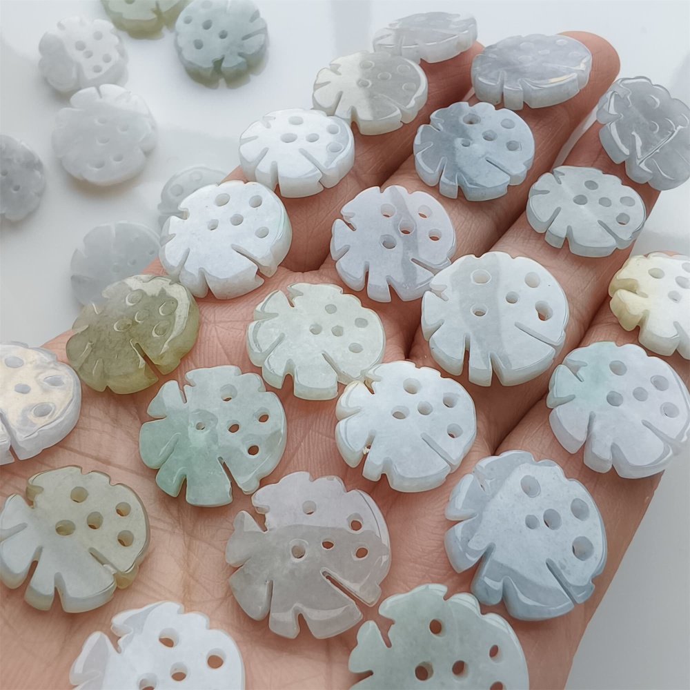 DDP | 5pcs Natural Certificated Type A 16.5-17.8X2.5-3mm Green White Watery Burmese Jadeite 福Beads,DIY Jewelry Supplies