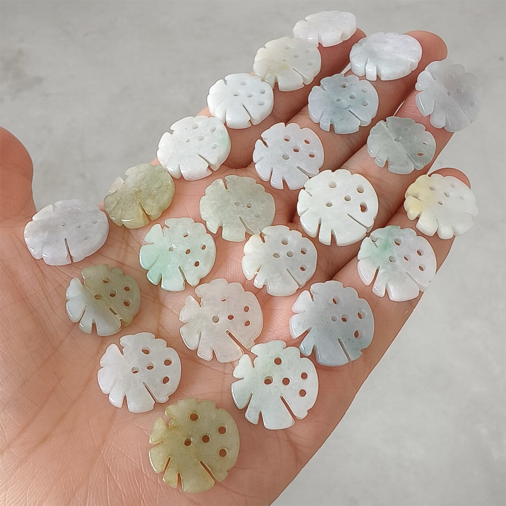 DDP | 5pcs Natural Certificated Type A 16.5-17.8X2.5-3mm Green White Watery Burmese Jadeite 福Beads,DIY Jewelry Supplies
