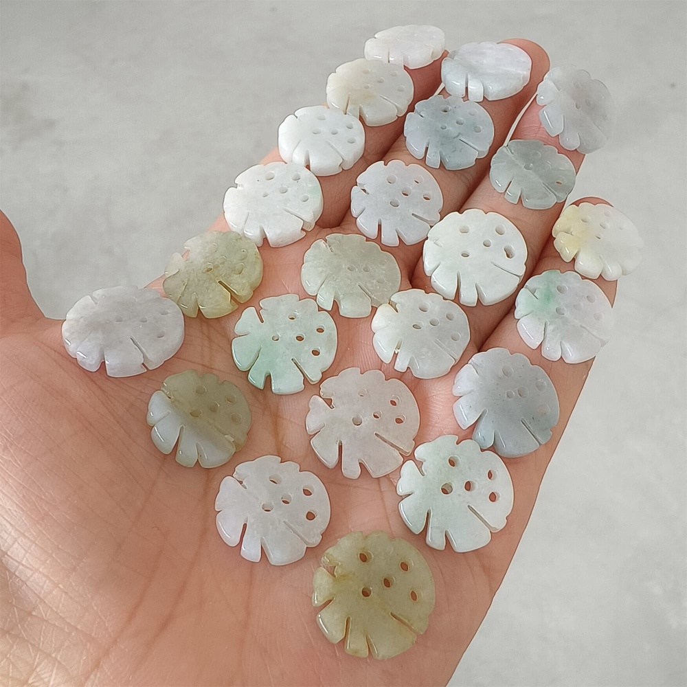 DDP | 5pcs Natural Certificated Type A 16.5-17.8X2.5-3mm Green White Watery Burmese Jadeite 福Beads,DIY Jewelry Supplies