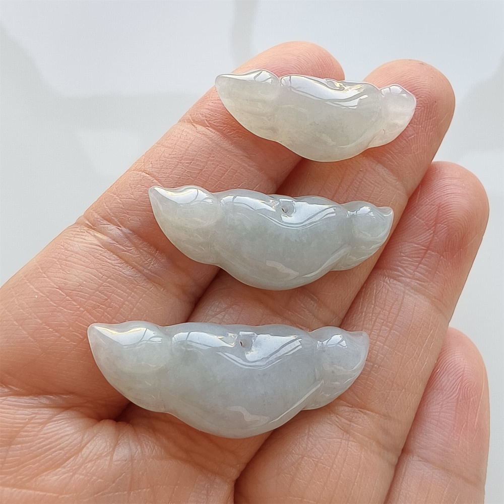 DDP | 3pcs Natural Certificated Type A 11-13X2-34X6mm Icy Light Green Burmese Jadeite Heart Pendant With Wings,DIY Jewelry Supplies