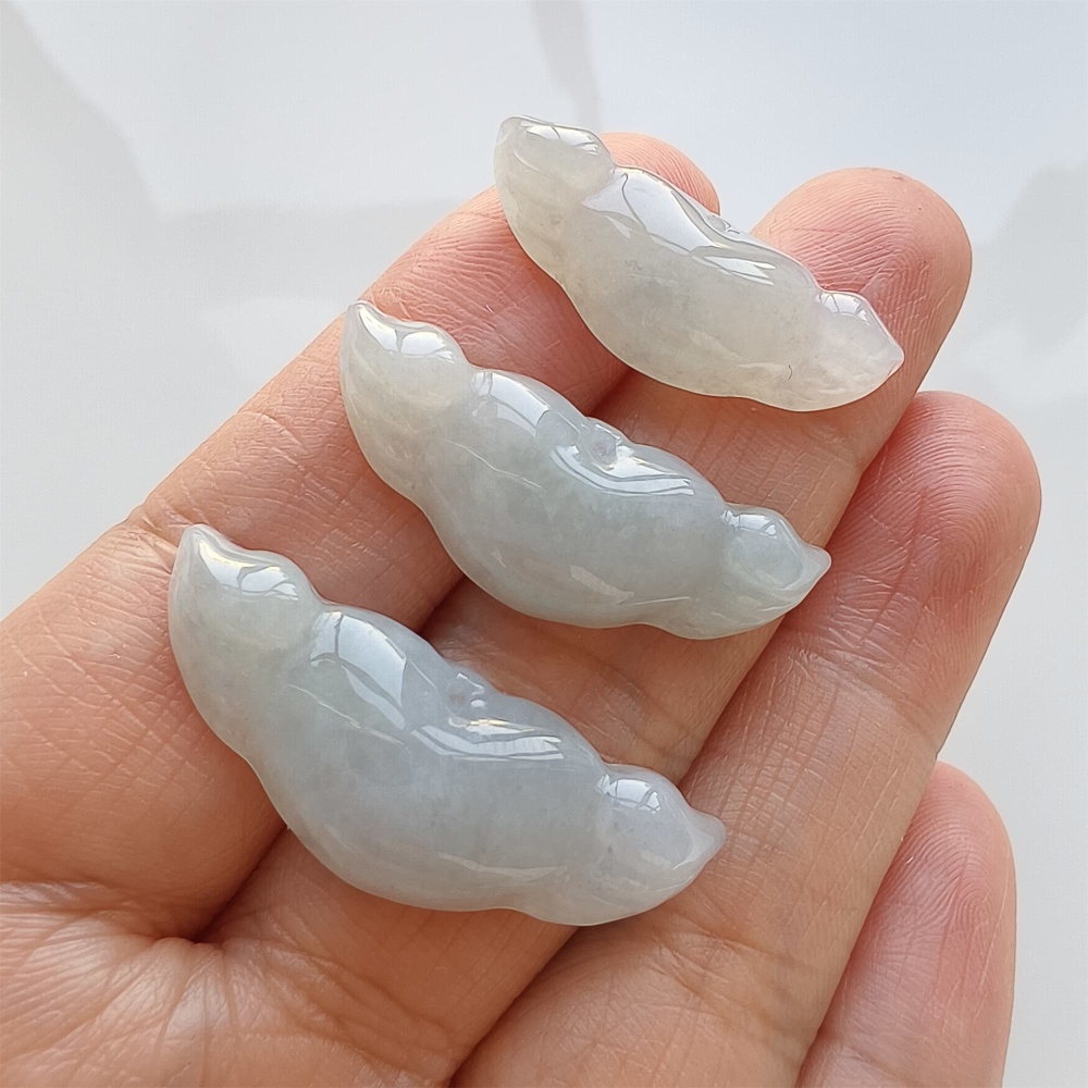 DDP | 3pcs Natural Certificated Type A 11-13X2-34X6mm Icy Light Green Burmese Jadeite Heart Pendant With Wings,DIY Jewelry Supplies