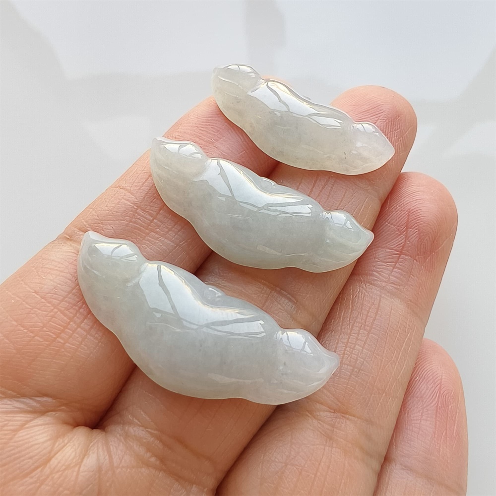 DDP | 3pcs Natural Certificated Type A 11-13X2-34X6mm Icy Light Green Burmese Jadeite Heart Pendant With Wings,DIY Jewelry Supplies