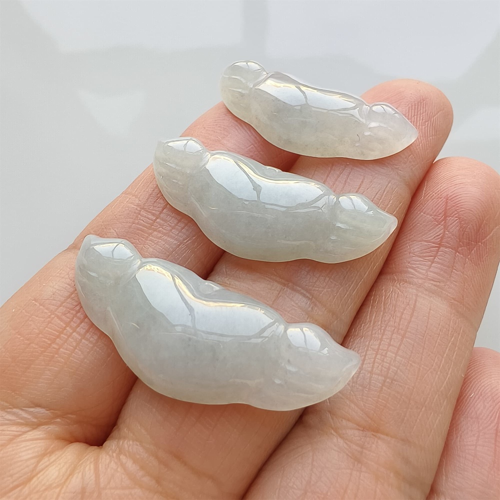DDP | 3pcs Natural Certificated Type A 11-13X2-34X6mm Icy Light Green Burmese Jadeite Heart Pendant With Wings,DIY Jewelry Supplies