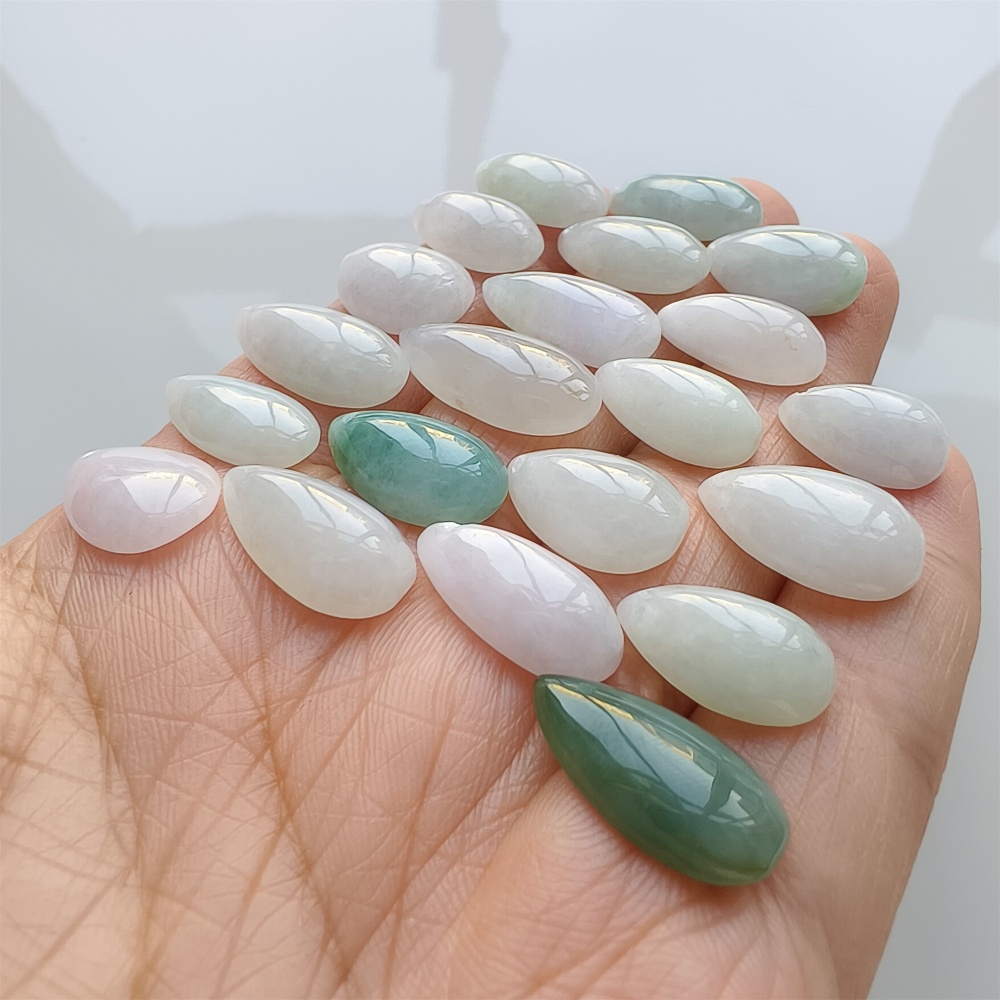 DDP | 5pcs Natural Certificated Type A 14.4-20.7X8.3-11.4X3.6-5.4mm Green White Burmese Jadeite Teardrop Charms,DIY Jewelry Supplies